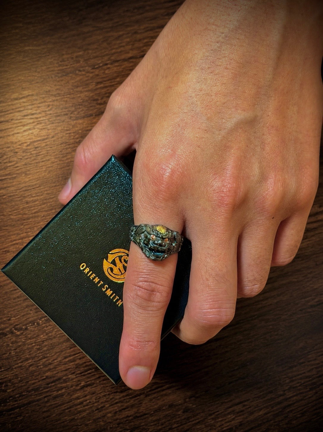 日本黑唐獅 複合材質銀戒|Black Karajishi Ring (silver×brass)(手工訂製款)