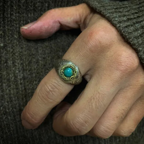 唐草・雙蛇翠璽戒｜INFINITY SIGNET RING(手工訂製款)