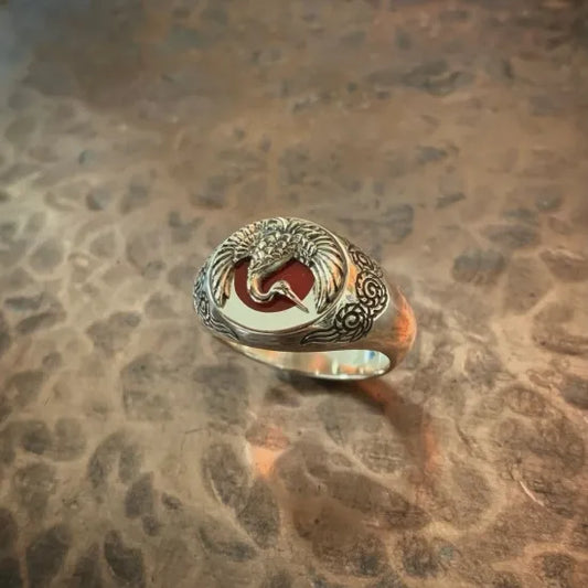 雲鶴印章戒指｜JAPANESE CRANE RING(手工訂製款)