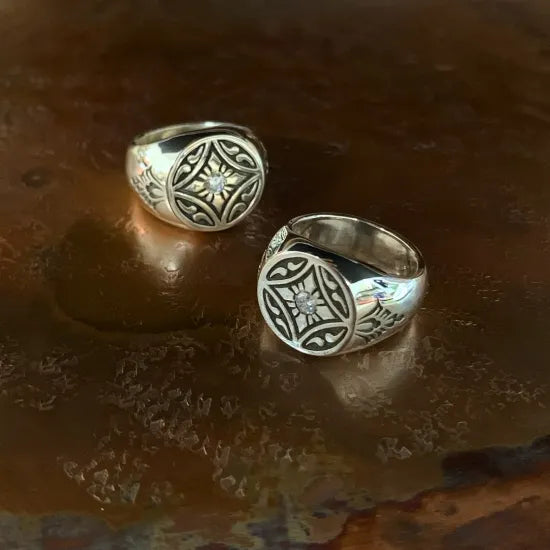 花七寶印章戒｜Flower Cloisonné Signet Ring(手工訂製款)