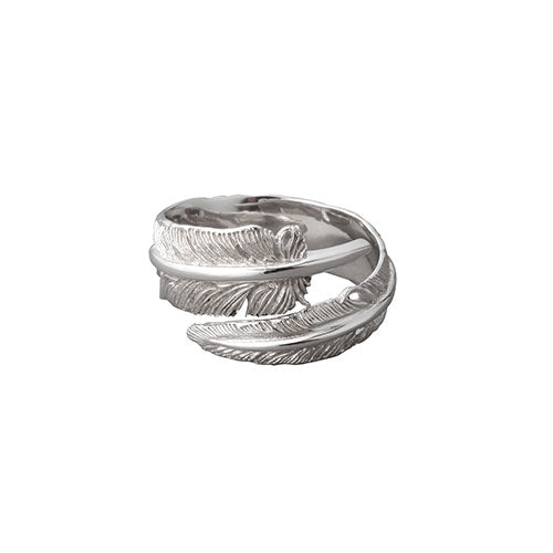 智羽之環｜Feather Rhodium Curled Ring