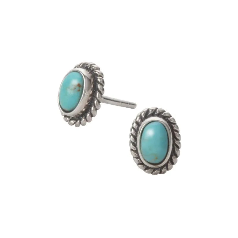 碧澄綠松石耳釘｜Turquoise Oval Stud Earrings