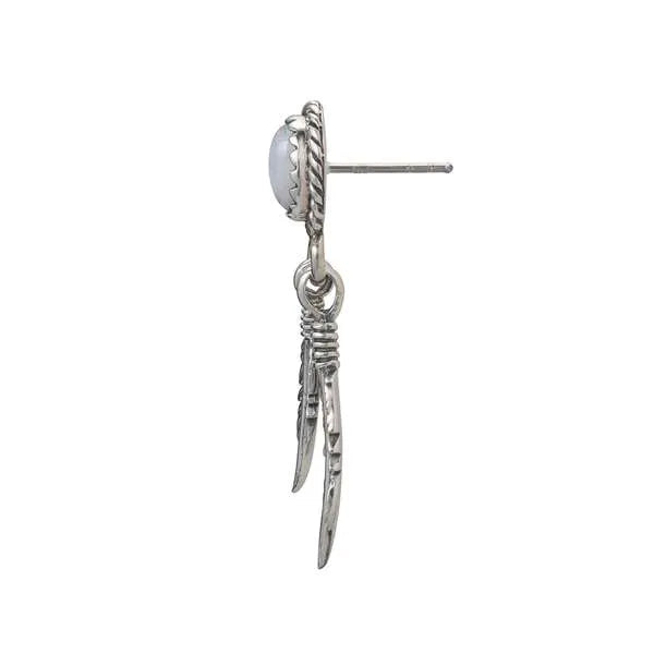 月羽流光耳釘｜Feather Rainbow Moonstone Stud Earrings