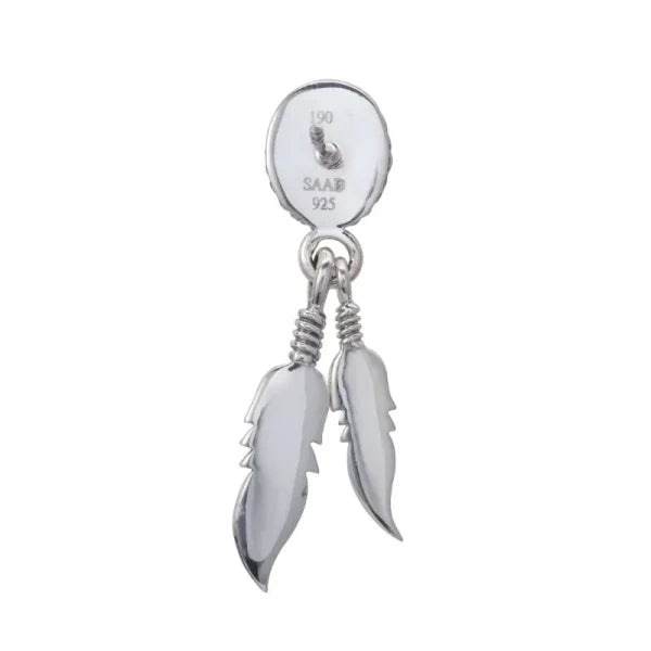 月羽流光耳釘｜Feather Rainbow Moonstone Stud Earrings