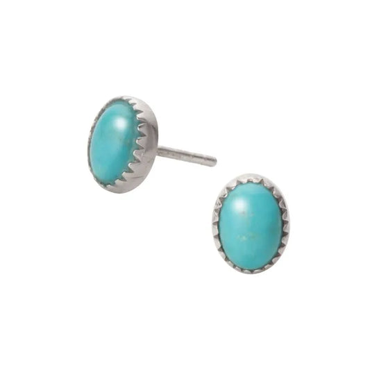 碧澄之境耳釘｜Natural Turquoise Oval Stud Earrings