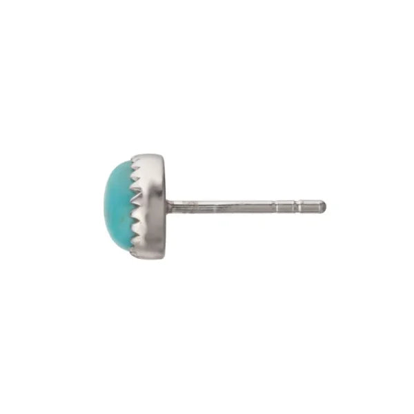 碧澄之境耳釘｜Natural Turquoise Oval Stud Earrings