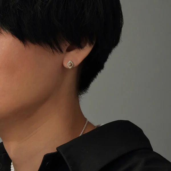 鎏金日輪耳釘｜Sun Symbol Silver925 K24 Gold Plated Earrings