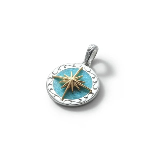 鎏金日耀之墜｜Kingman Turquoise Sun Symbol and Arabesque 24K Gold Plated Pendant